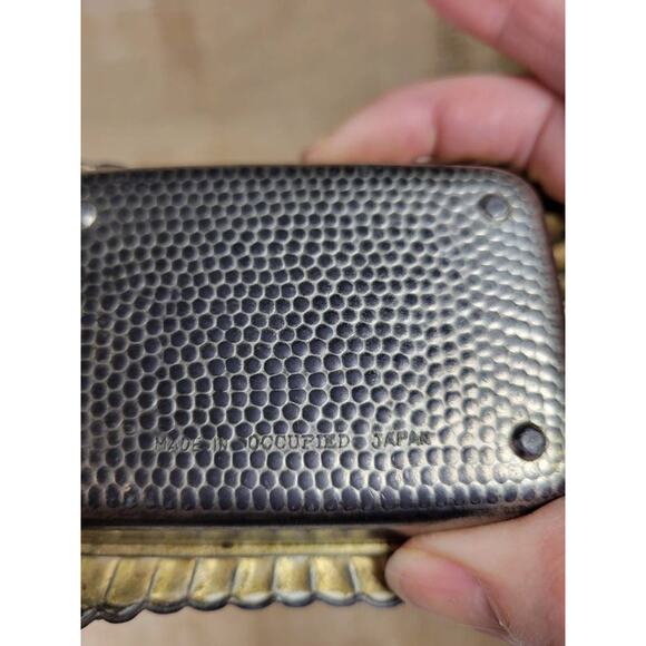 Vintage Trinket Box, Silver Plate & Cobalt Glass, Jewelry Holder, Occupied Japan - Picture 3 of 5